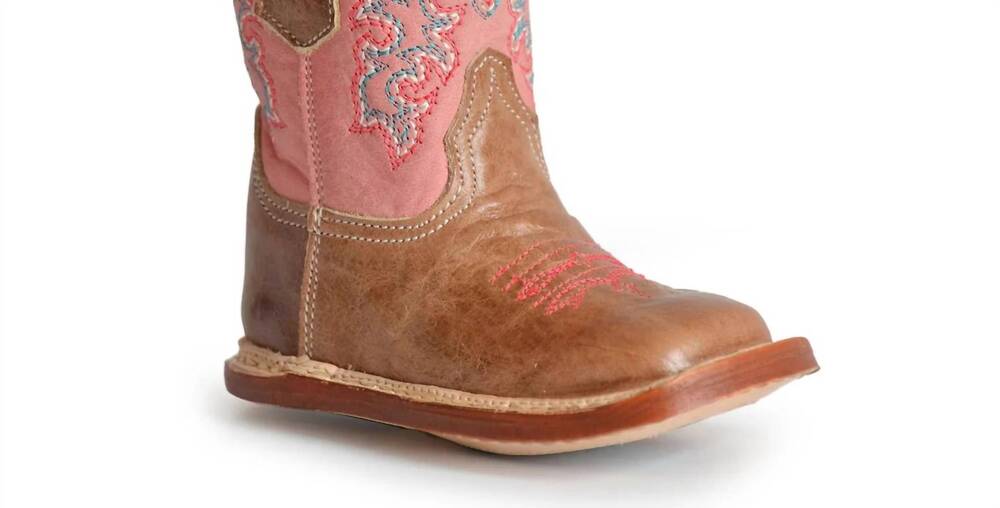 NEW ROPER girls marbled leather cowbabies parker cowboy boot in tan